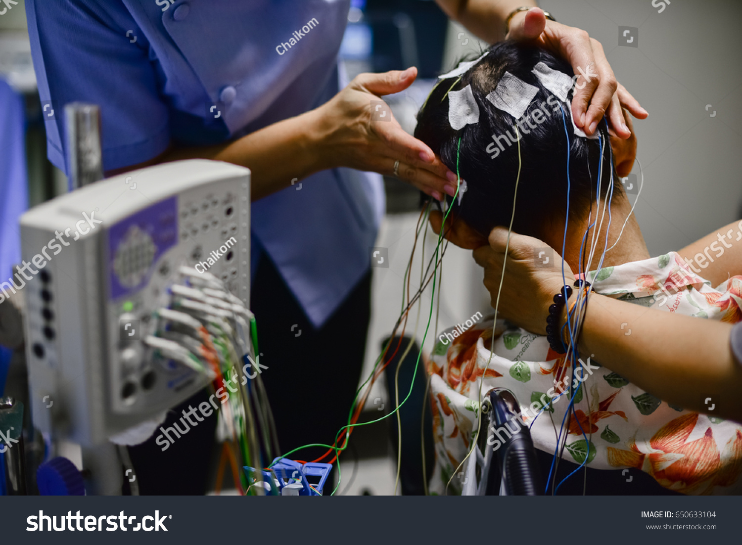 Blurred Eeg Electrode Placement Patient During Stock Photo (Edit Now ...