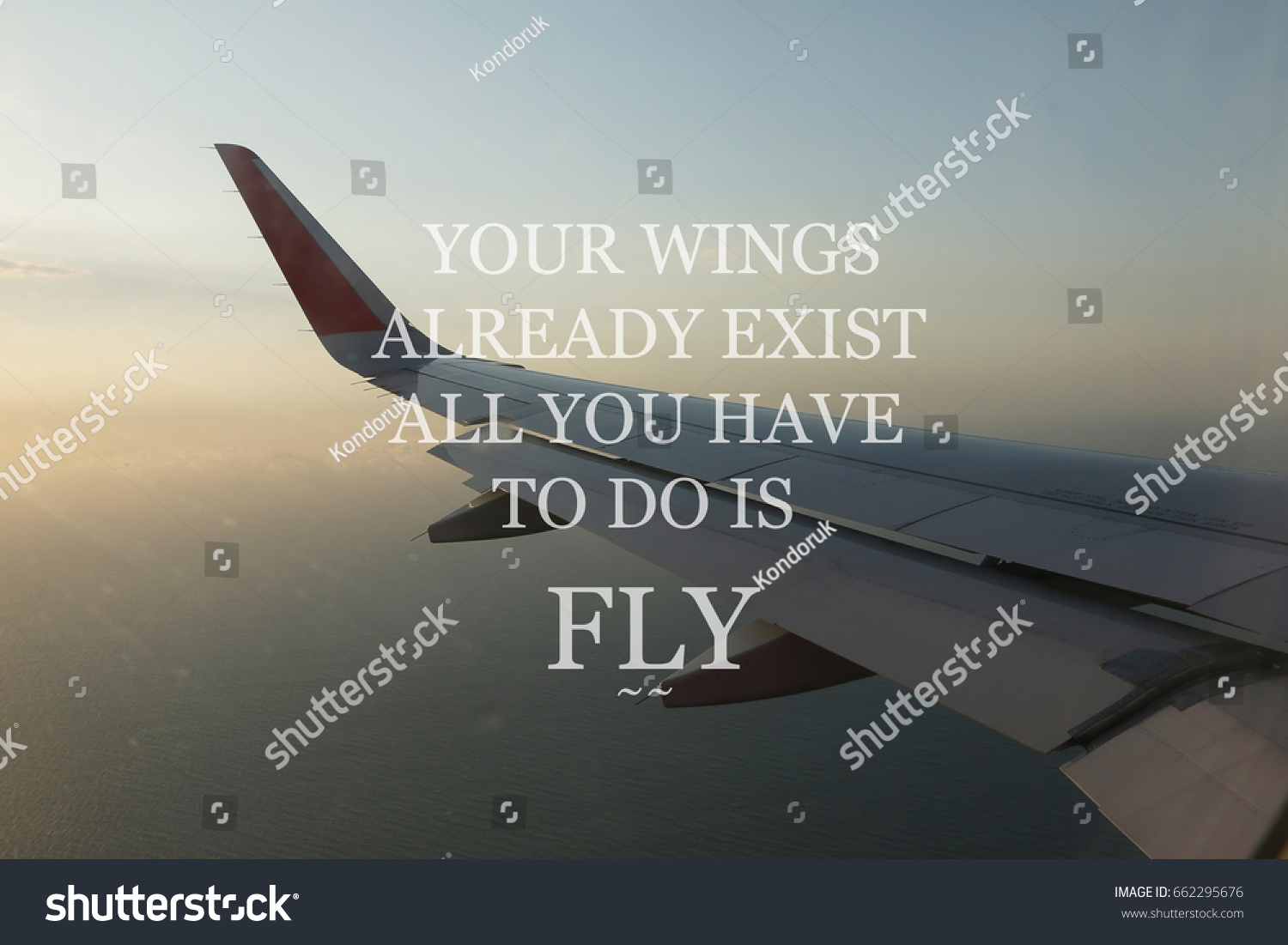 Blurry Aircraft Wing Inspirational Quote Your Stock Photo 662295676 ...