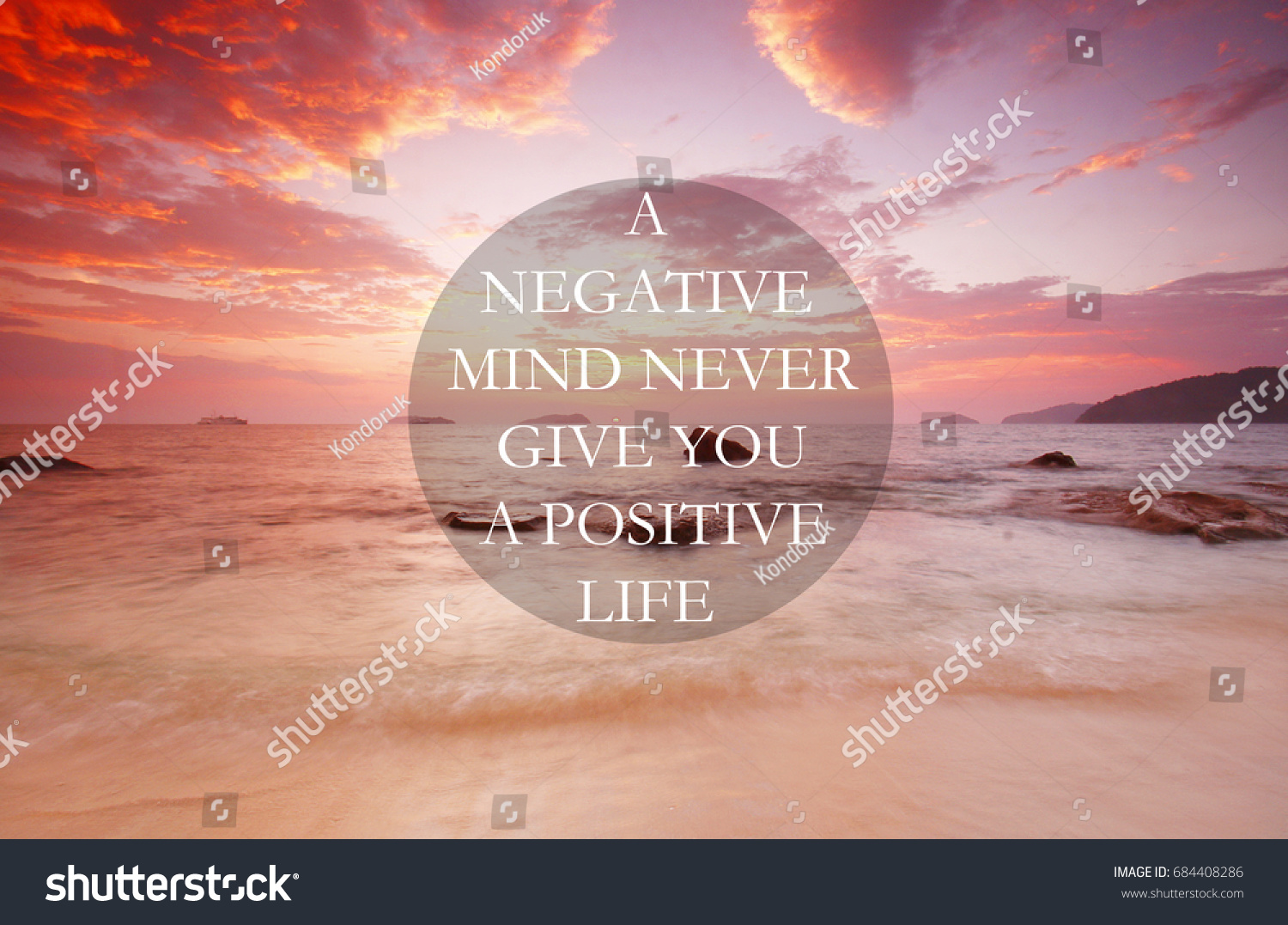 Blurry sunset with Inspirational quote A negative mind never give you a positive life