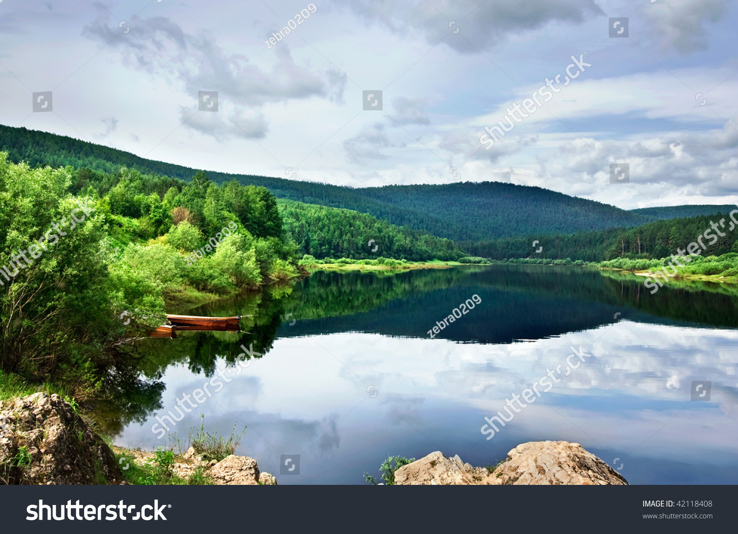 Boats On River Peleduj Sakha Yakutia Stock Photo Edit Now 42118408