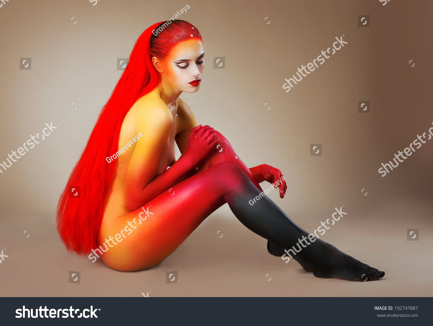 Body Art Naked Redhead Fashion Model Stock Photo Edit Now