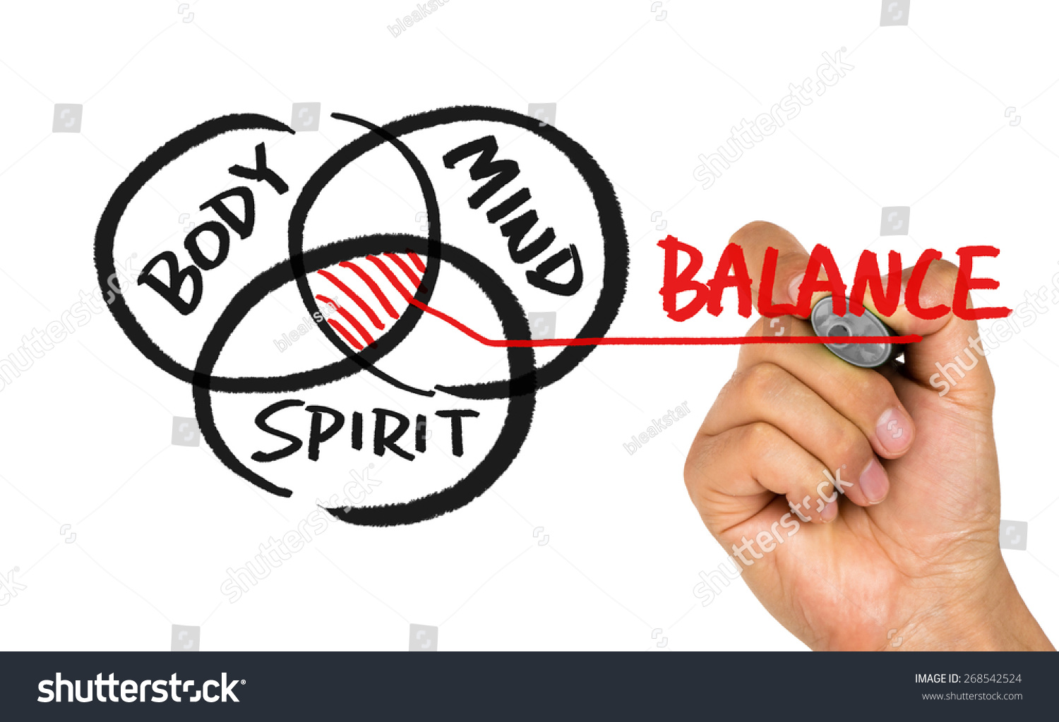 Body Mind Spirit Balance Concept Hand Drawing On Whiteboard Stock Photo ...