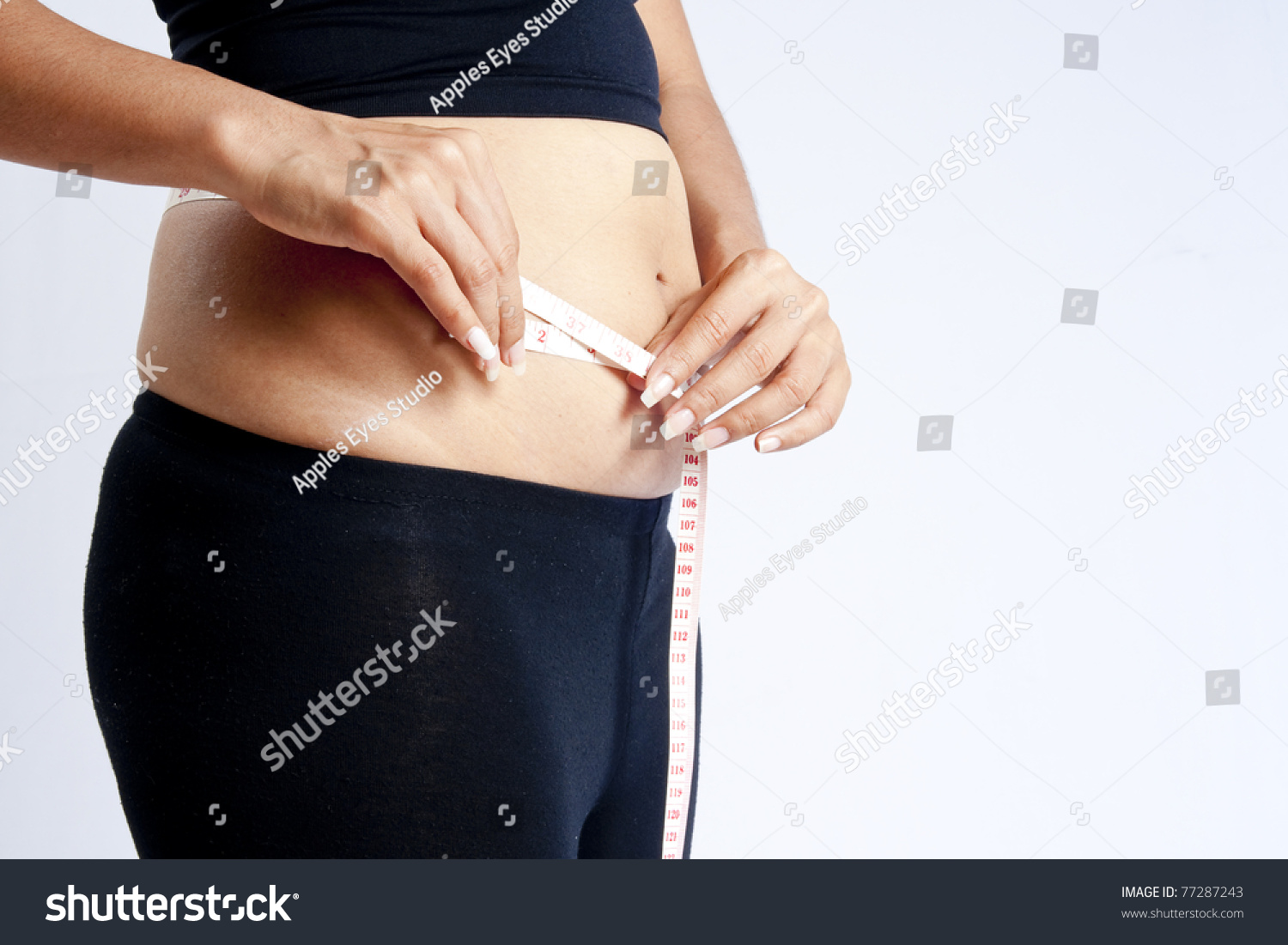 Body Part Fat Woman Measuring Tape Stock Photo Edit Now