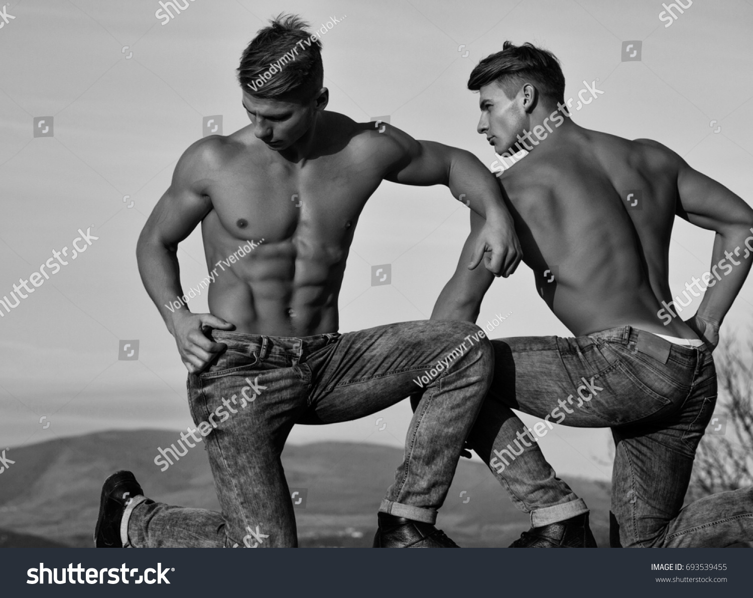 Bodybuilders Athletes Show Sexy Muscular Torsos Stock Photo Shutterstock