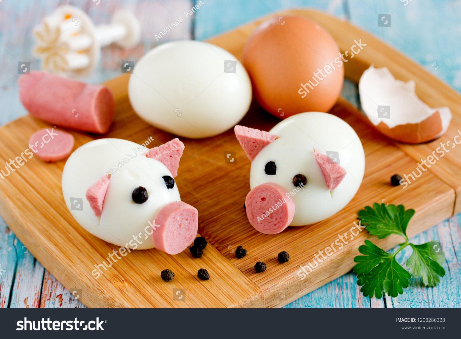 Boiled Egg Pigs Cute Piglets Made Stock Photo Edit Now 1208286328