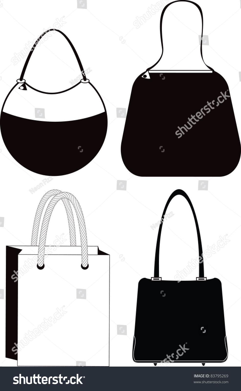 Bold Silhouette Illustrations Of Womens Fashion And Shopping Bags ...