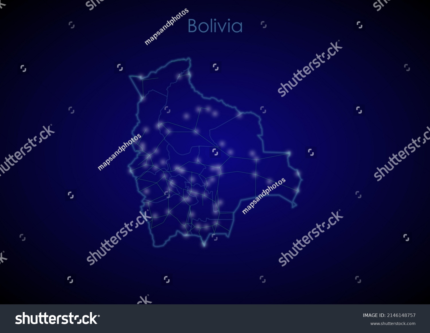 Bolivia Concept Map Glowing Cities Network Stock Illustration   Stock Photo Bolivia Concept Map With Glowing Cities And Network Covering The Country Map Of Bolivia Suitable 2146148757 