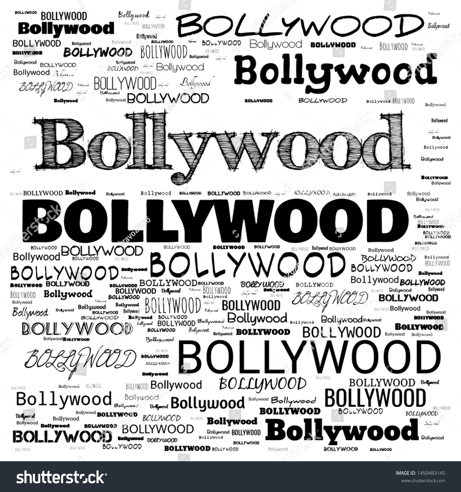 Bollywood Text Word Cloud Black White Stock Illustration 1450483145 ...