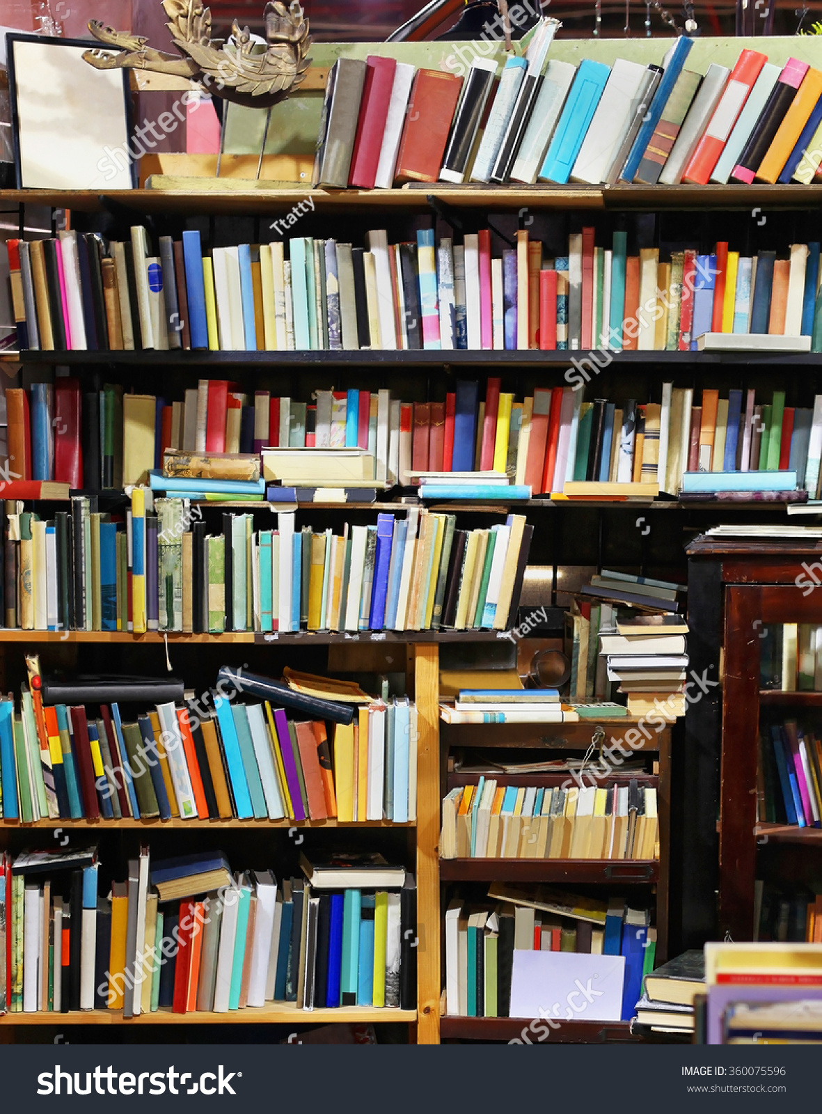 Book Store With Old Vintage Books Shelves Stock Photo 360075596 ...