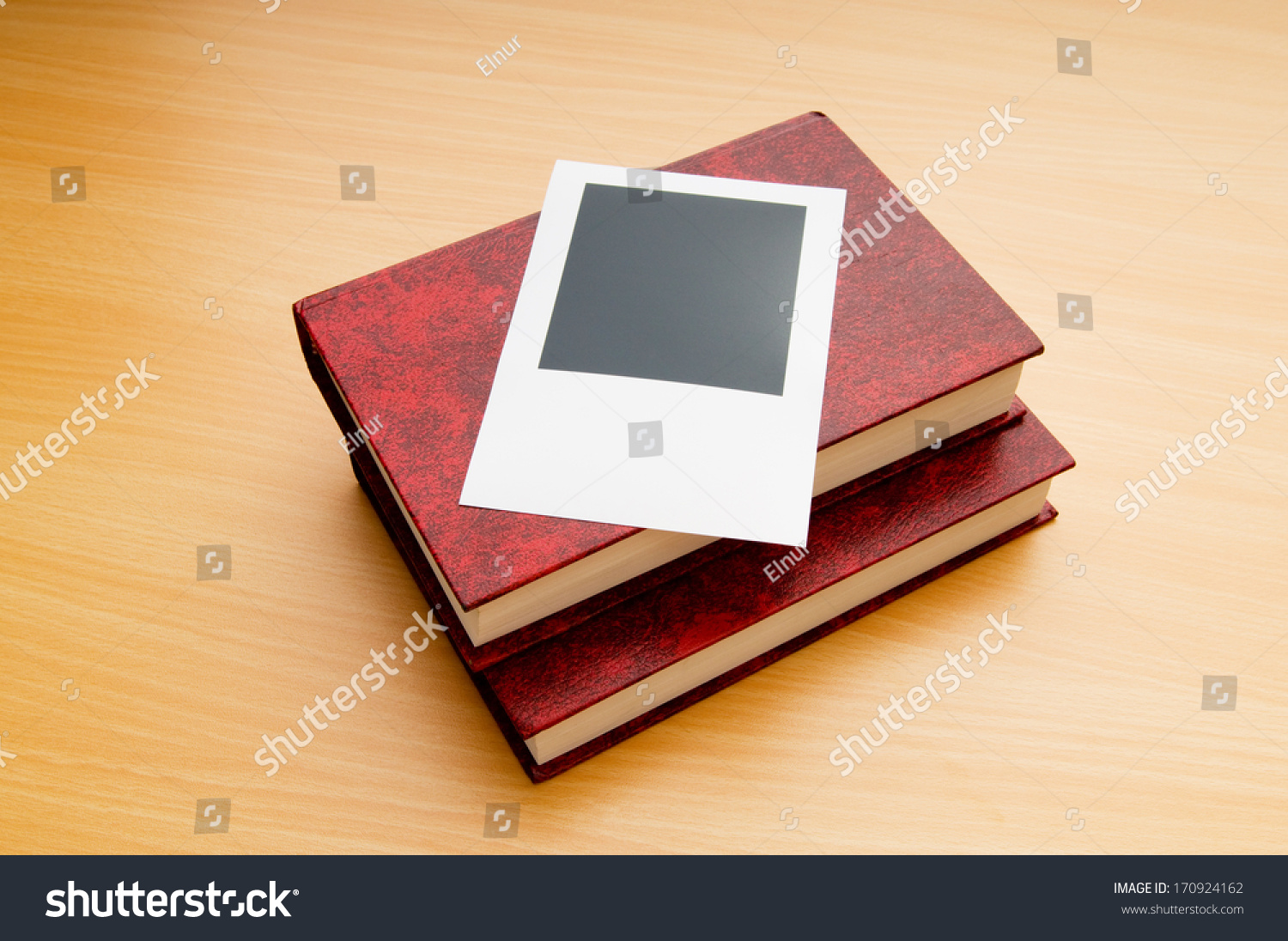  Coral Dual Curve Template Design Featuring Books and Blank Photos on Wooden Table