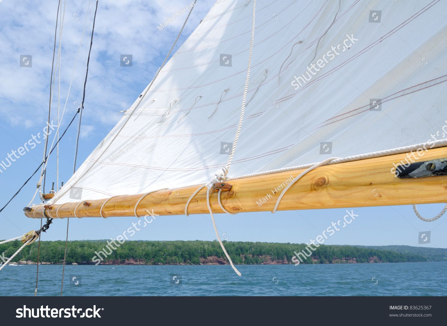 Boom Foresail Schooner Sailboat On Sunny Stock Photo 