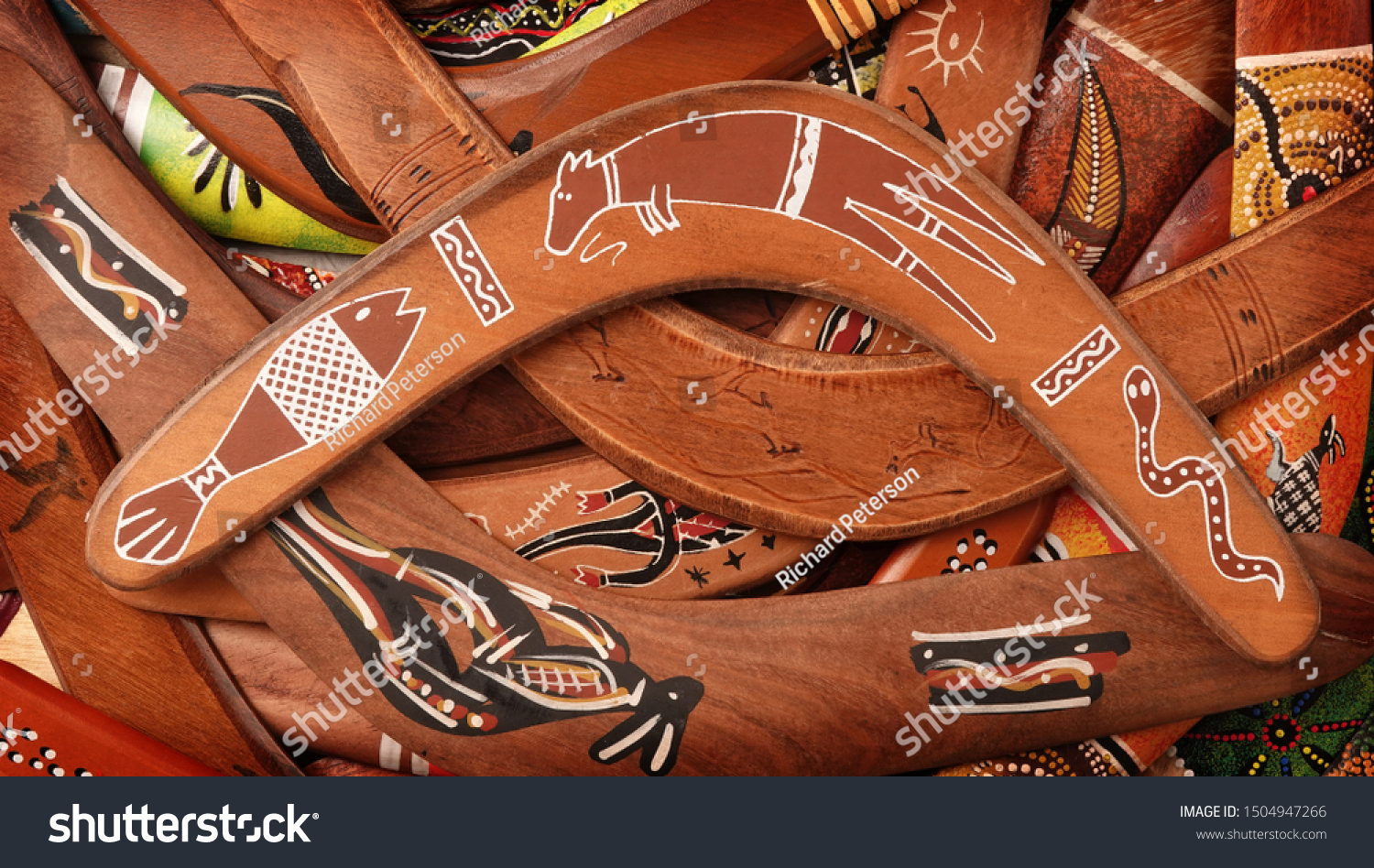 Boomerangs Huge Pile Traditional Aboriginal Weapons Stock Photo (Edit ...