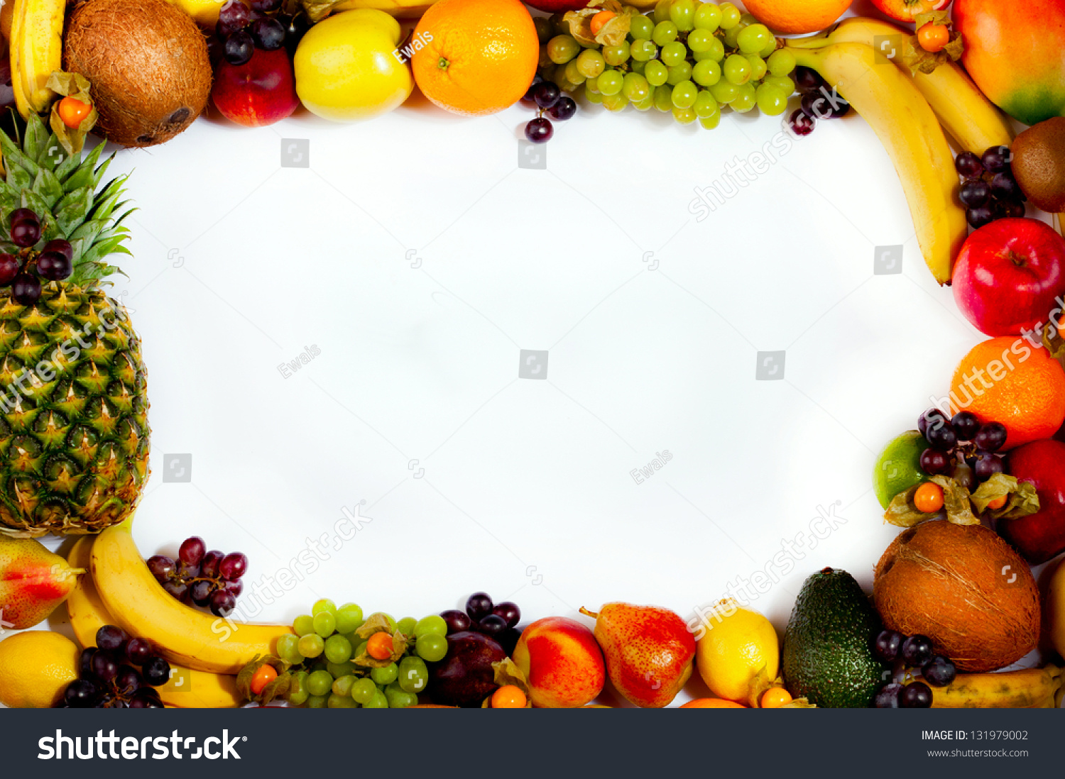 Border Frame Colorful Fruits Assortment Exotic Stock Photo 131979002 ...