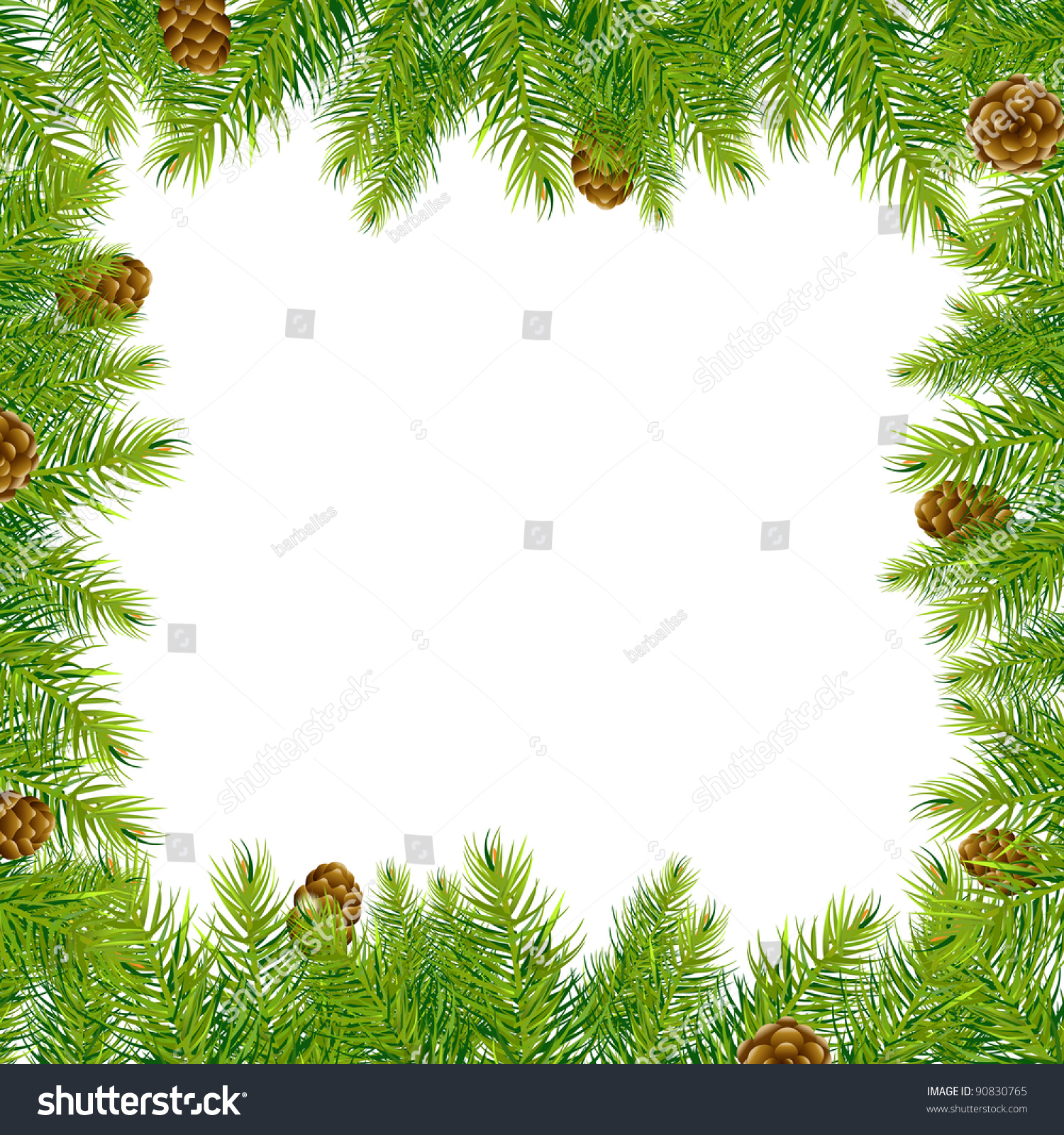 Border Christmas Tree Pine Cone Stock Illustration 90830765 | Shutterstock