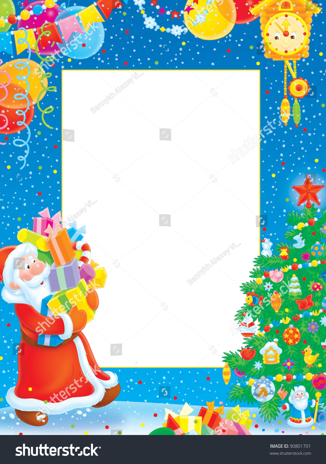 Border Santa Claus Christmas Tree Gifts Stock Illustration 90801701 ...