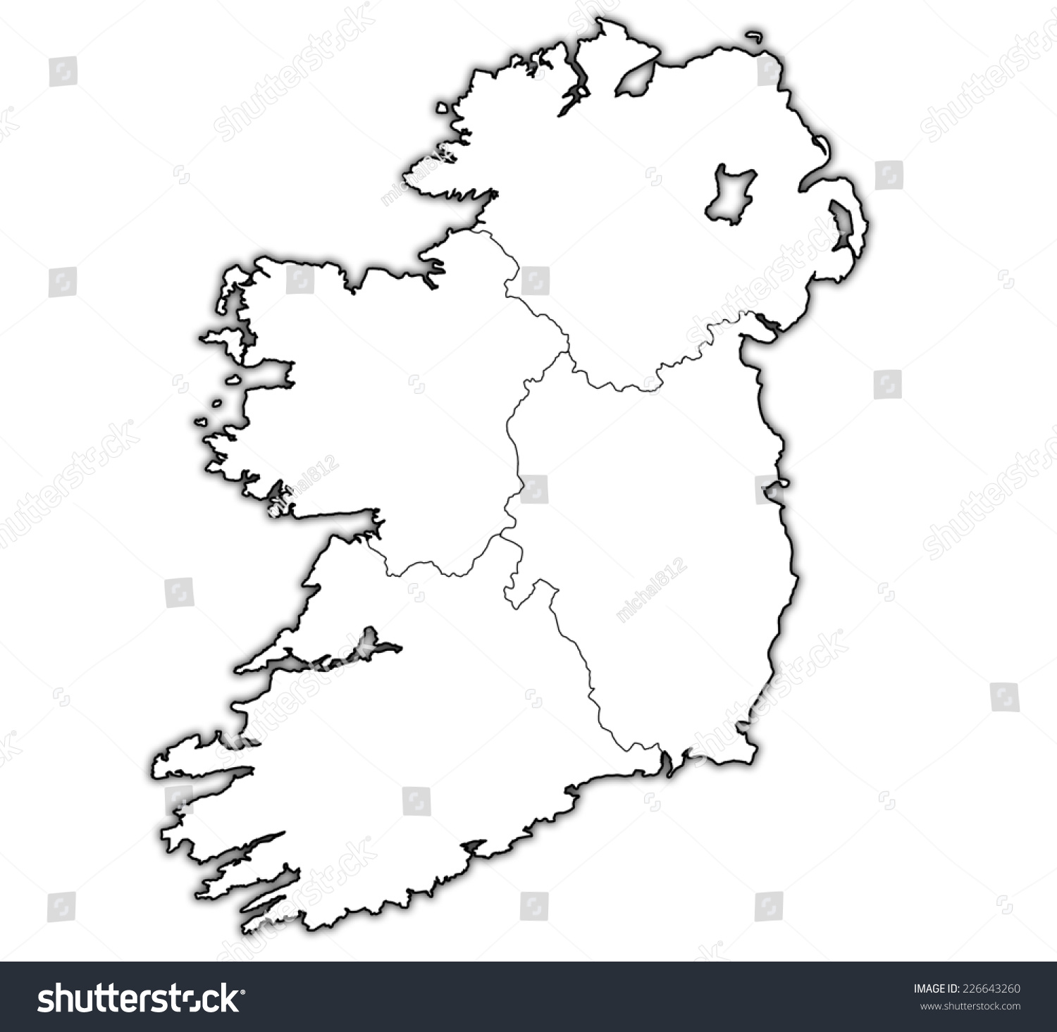 Borders And Territories Of Provinces On Map Of Ireland Stock Photo ...