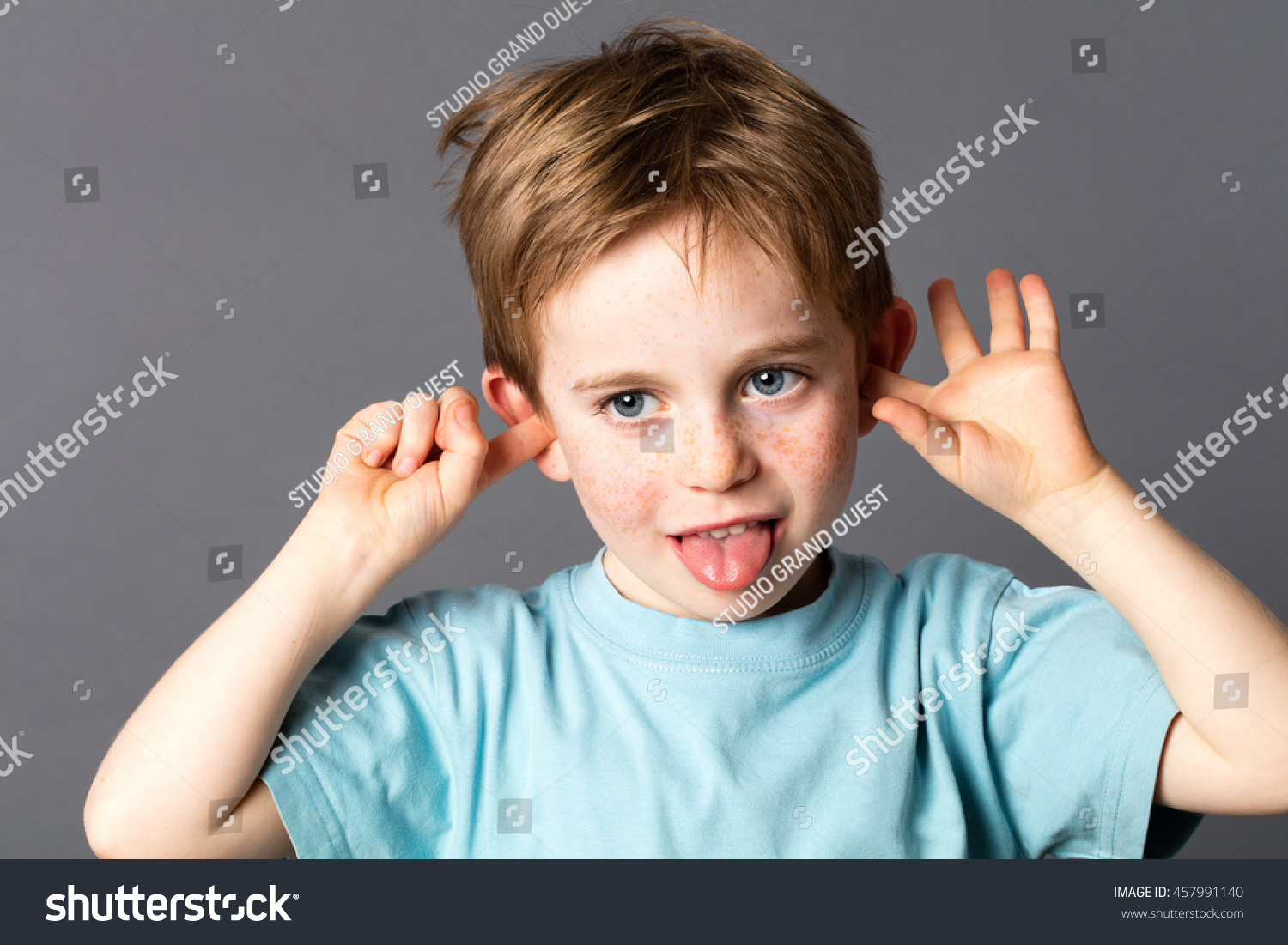 Bored 6year Old Boy Blue Eyes Stock Photo (Edit Now) 457991140