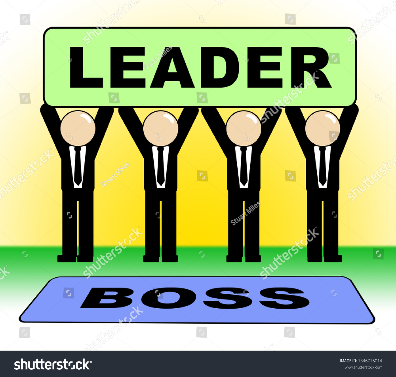 Boss Vs Leader Notice Means Leading Stock Illustration