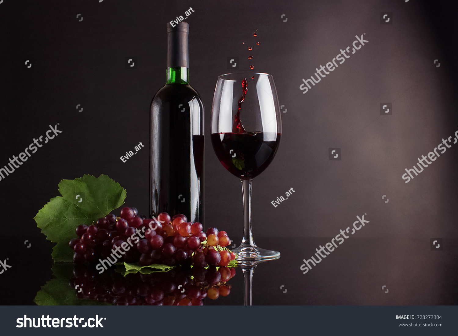 Download Bottle Red Wine Glass Splashes Drops Stock Photo Edit Now 728277304