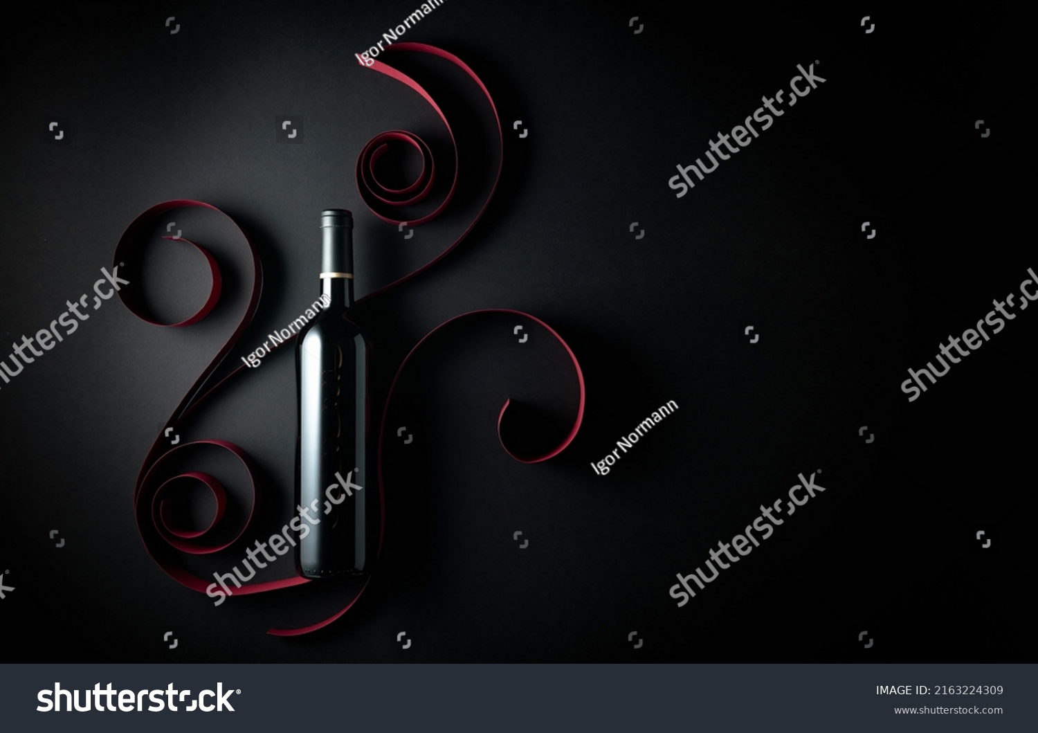 Bottle Red Wine On Black Background Stock Photo 2163224309 | Shutterstock