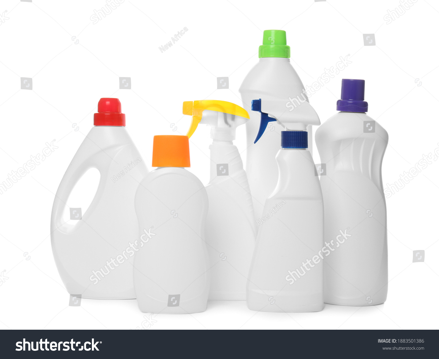 Bottles Different Cleaning Products On White Stock Photo 1883501386 ...