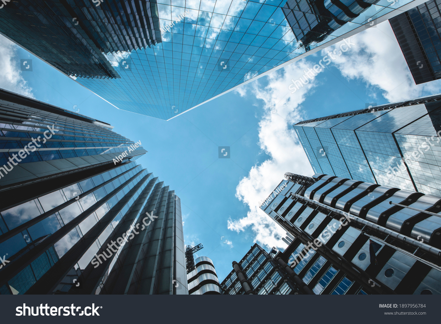 Bottom View Modern Skyscrapers Business District Stock Photo 1897956784 ...