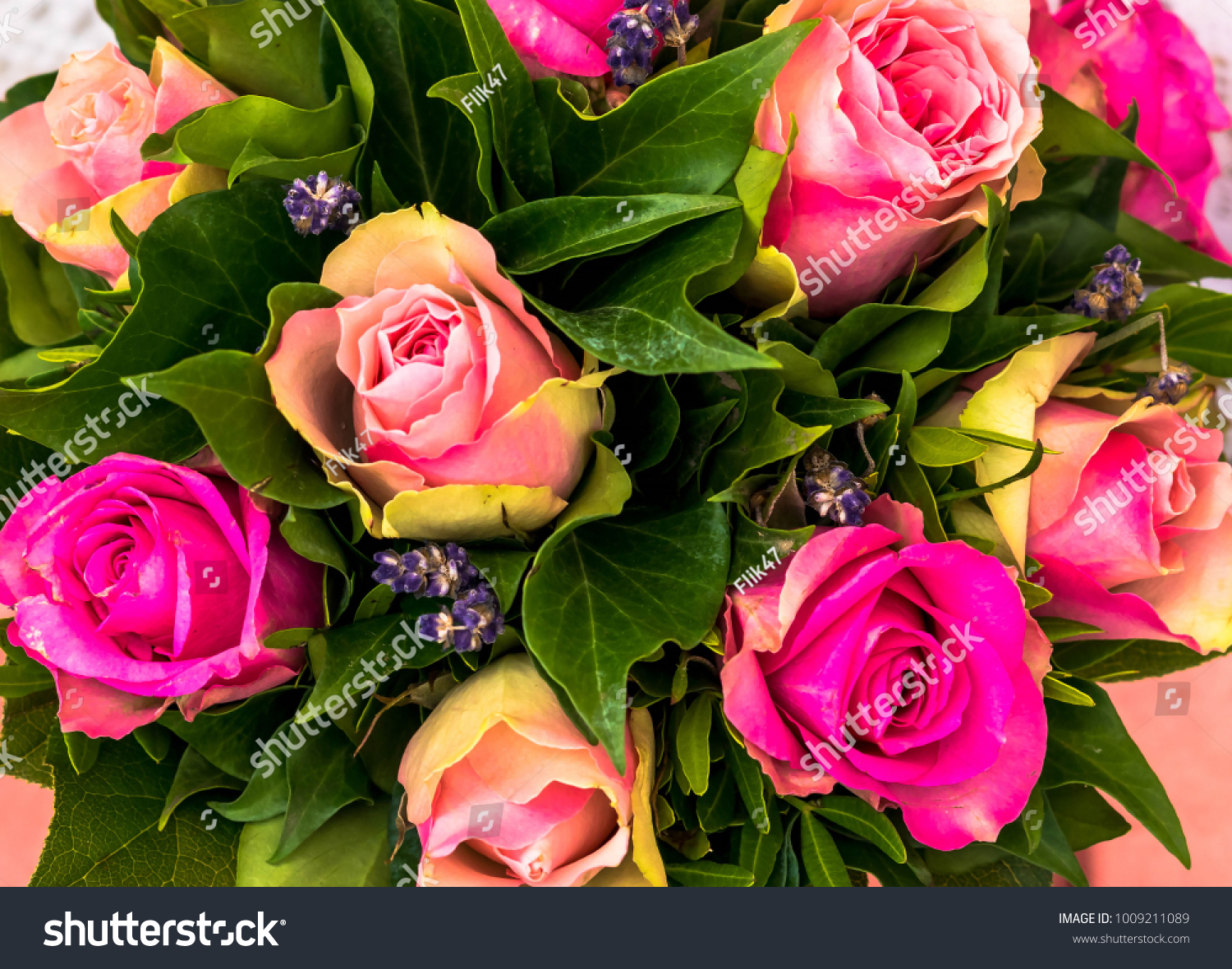 bouquet different color roses flower shop stock photo (edit now