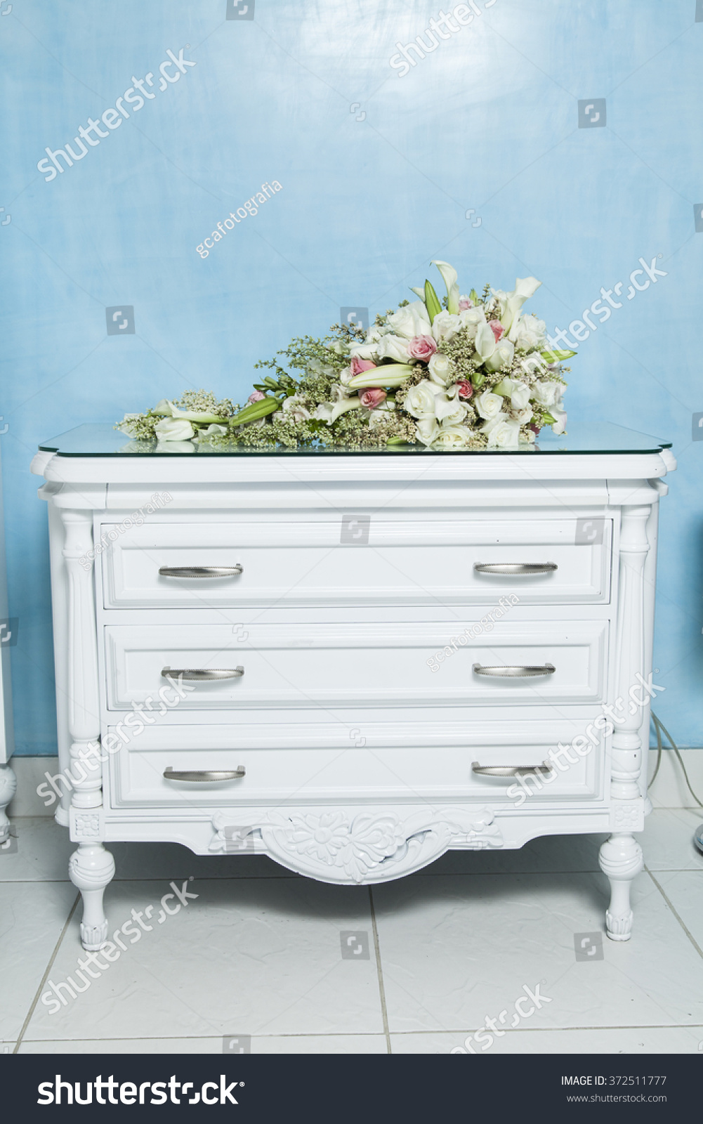 Bouquet Flowers On Nightstand Stock Photo Edit Now 372511777