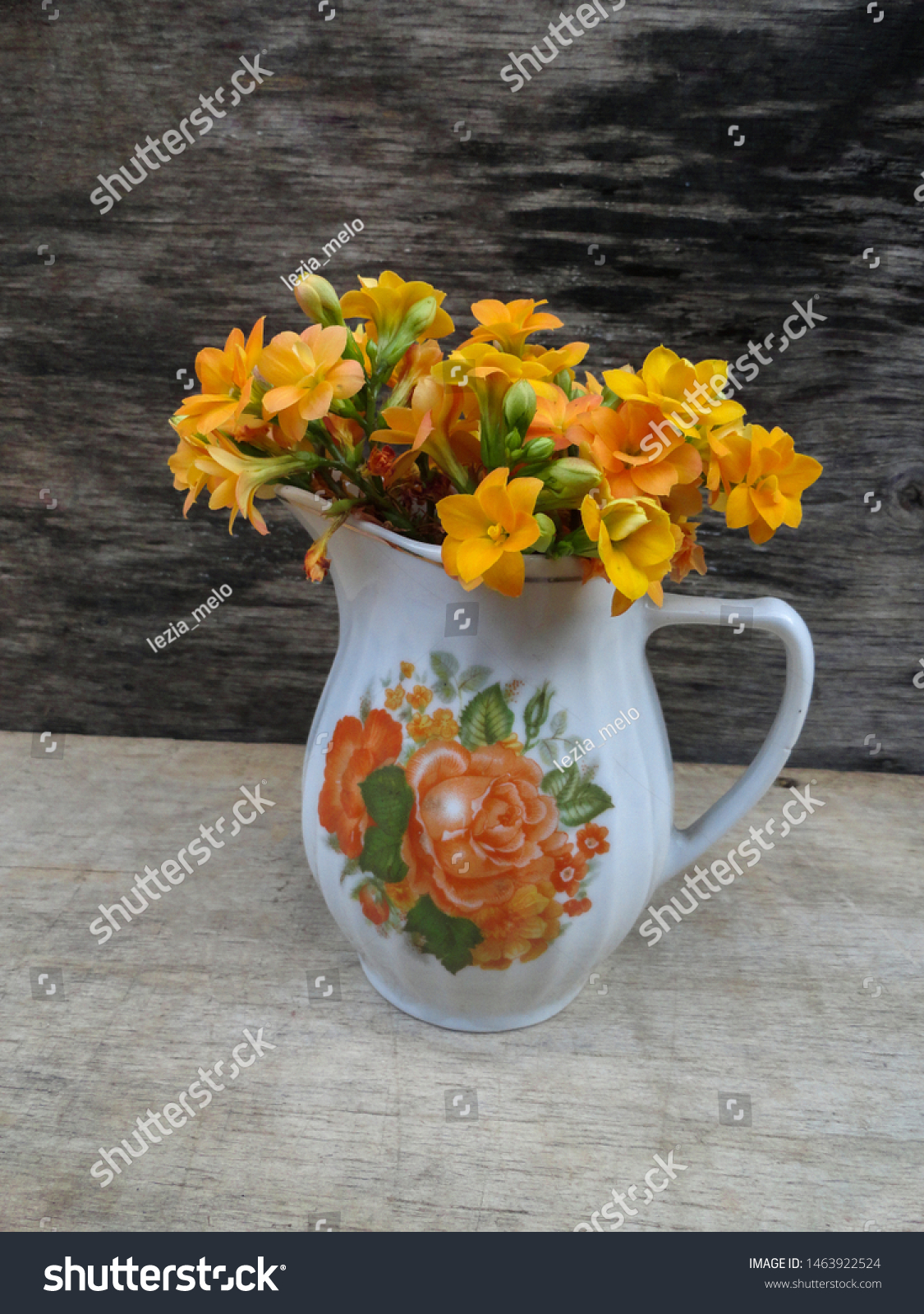 Bouquet Small Yellow Flowers Kalanchoe Vintage Stock Photo Edit Now 1463922524