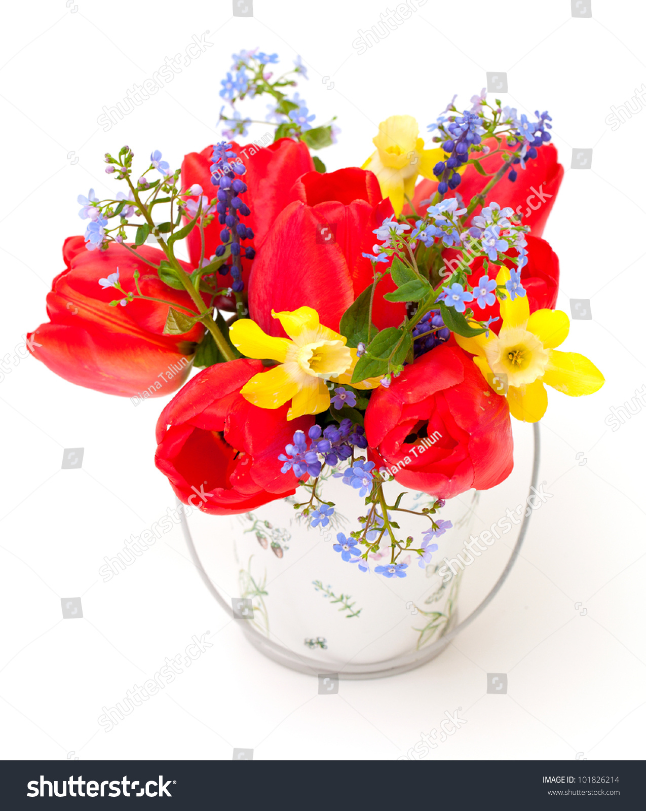 Bouquet Of Spring Flowers On White Background Stock Photo 101826214 ...