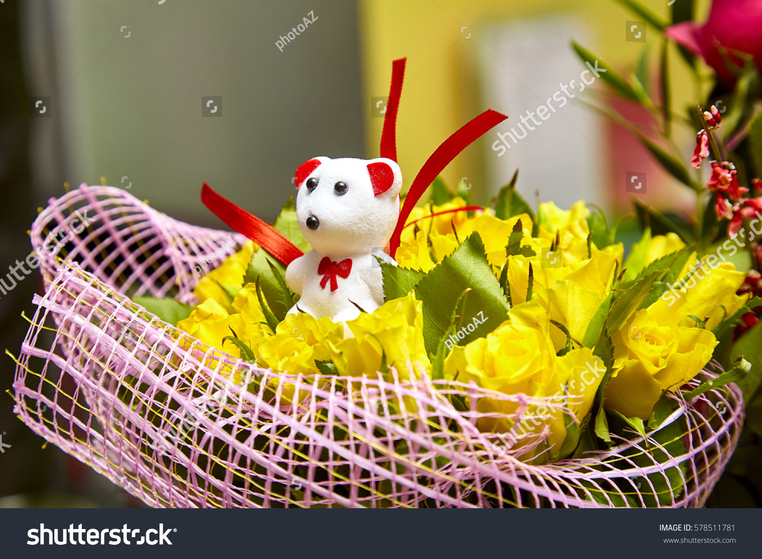 yellow rose teddy bear