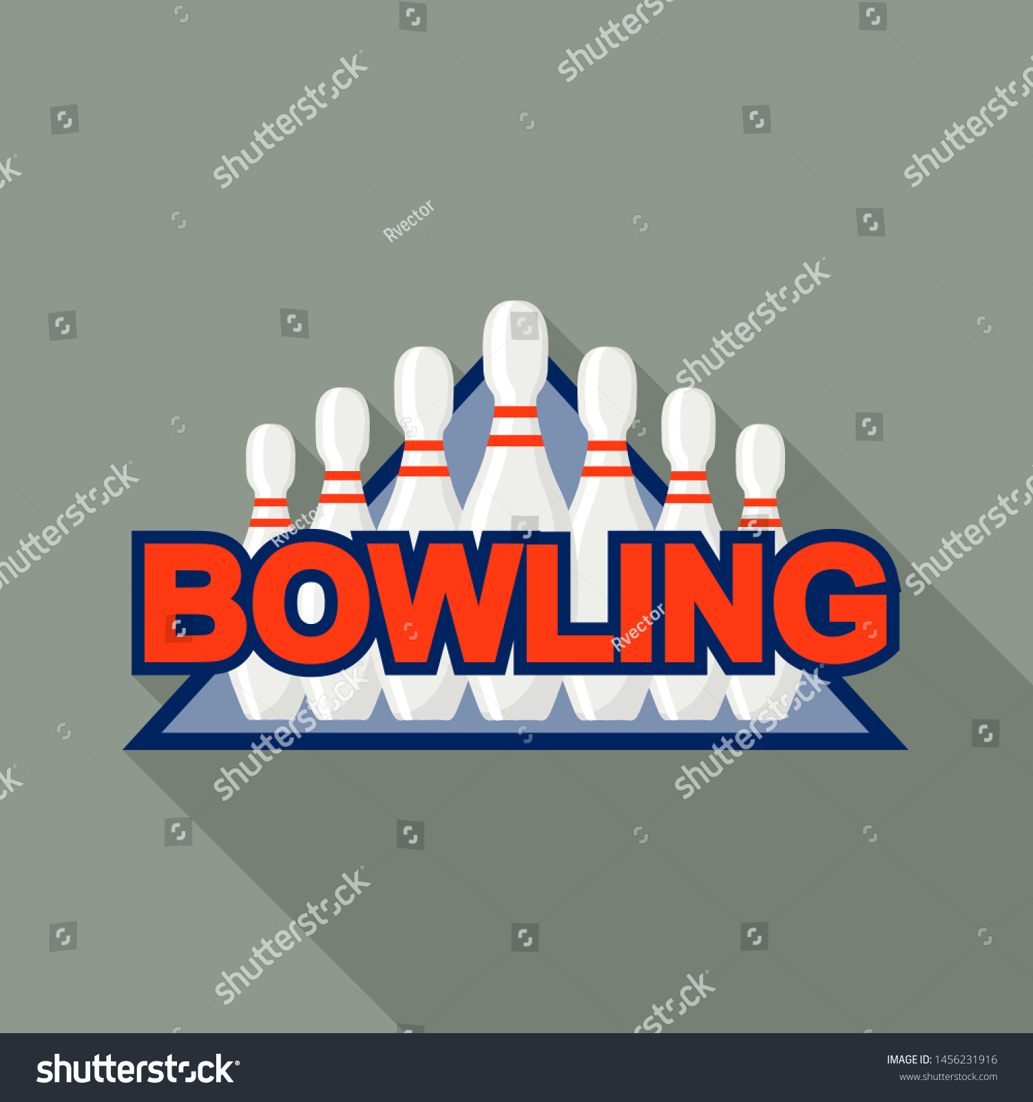 Bowling Pins Logo Flat Illustration Bowling Stock Illustration ...