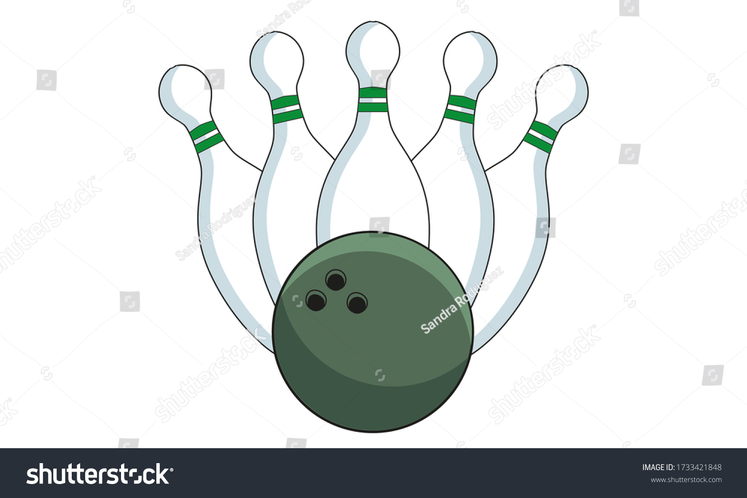 Bowling Pop Art Cartoon Set Stock Illustration 1733421848