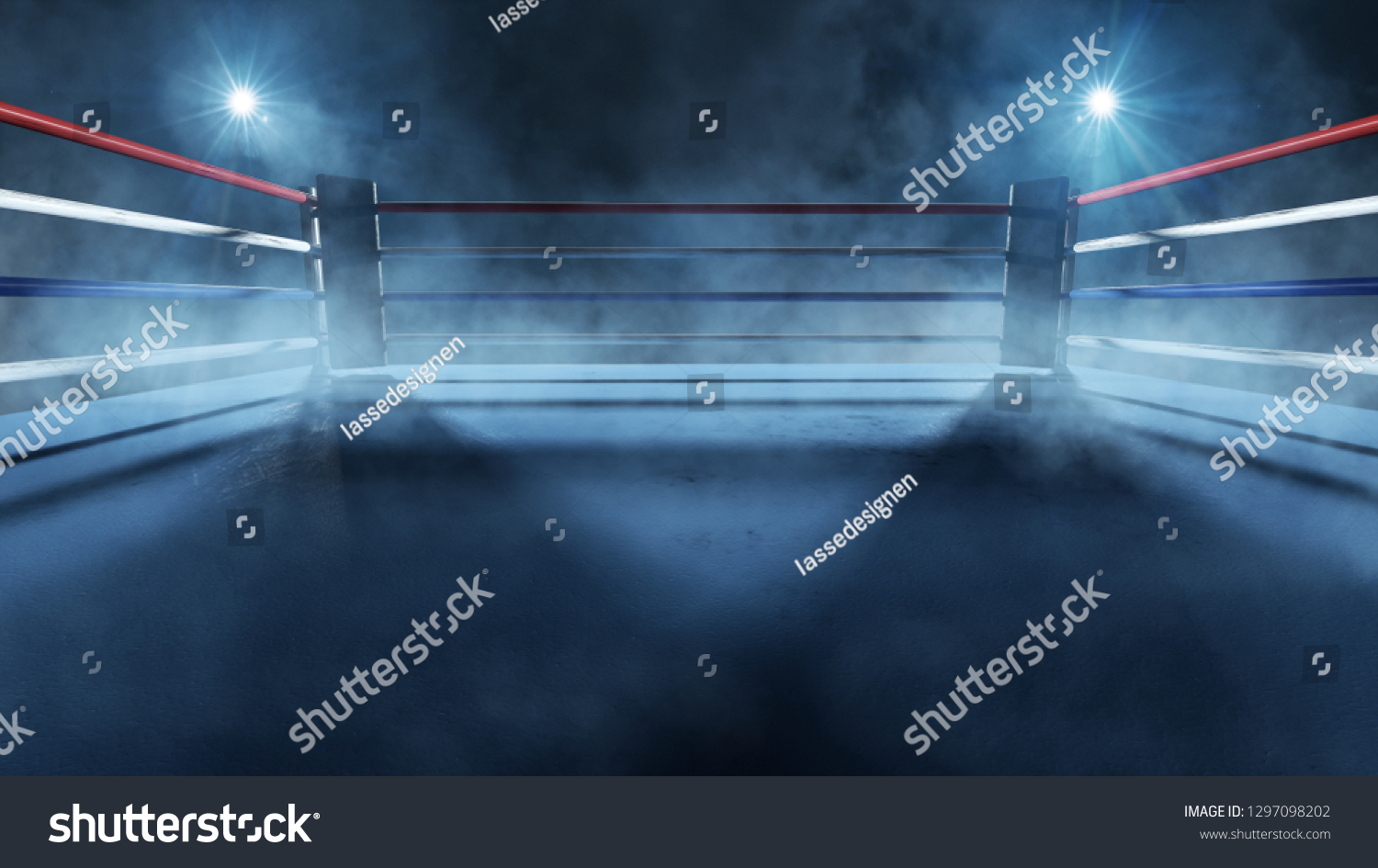 Boxing Ring Spotlight 3d Rendering Stock Illustration 1297098202 