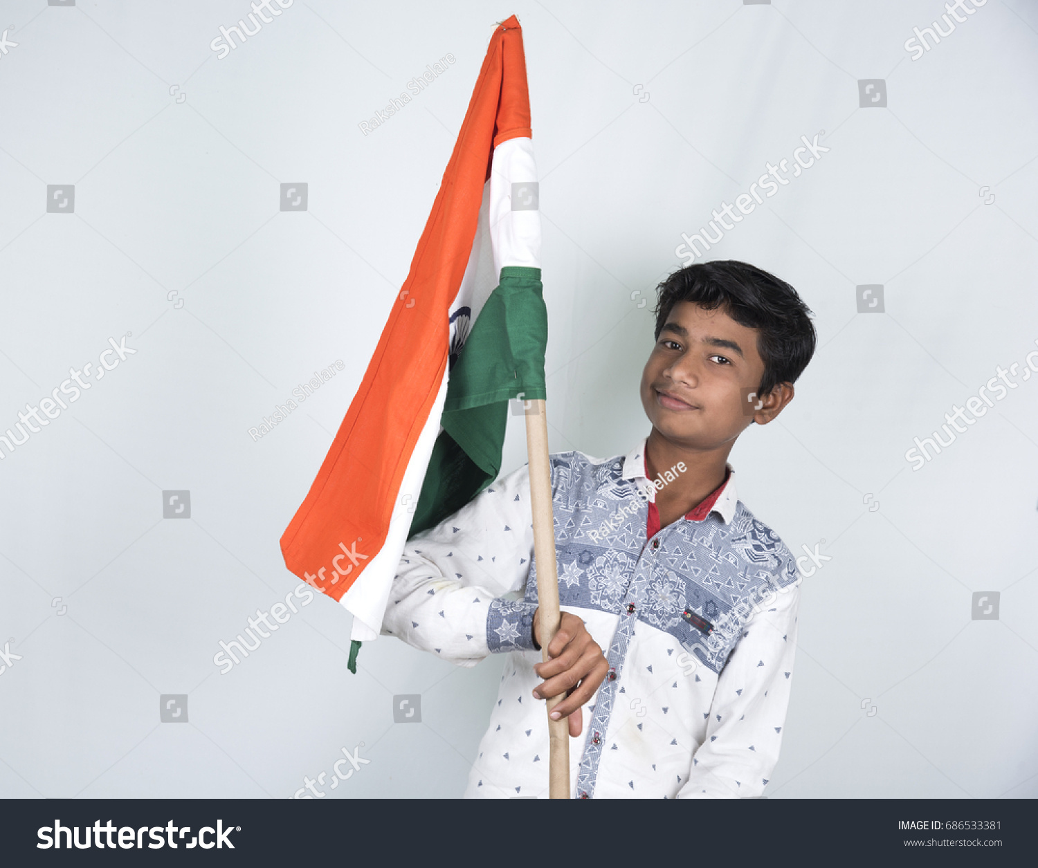 Boy Holding Flag India Indian Independence Stock Photo 686533381 ...