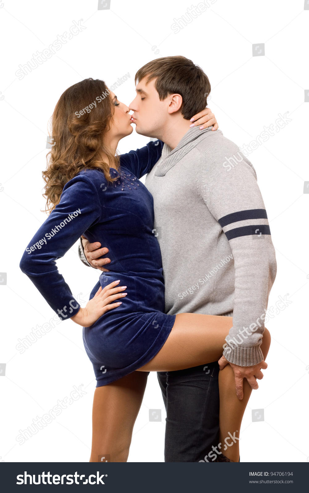 Boy and girl sexy kiss
