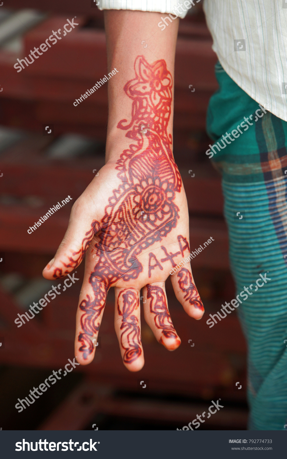 Boys Hand Red Henna Tattoo Eid Stock Photo Edit Now