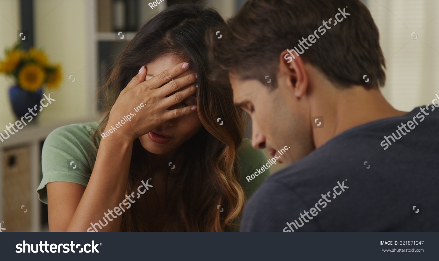 Boyfriend Telling His Japanese Girlfriend Bad Stock Photo Edit