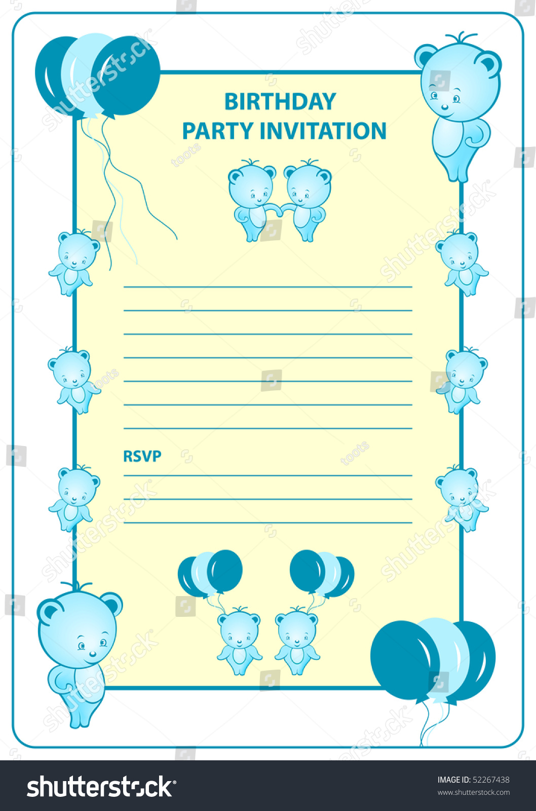 boys birthday party invitation