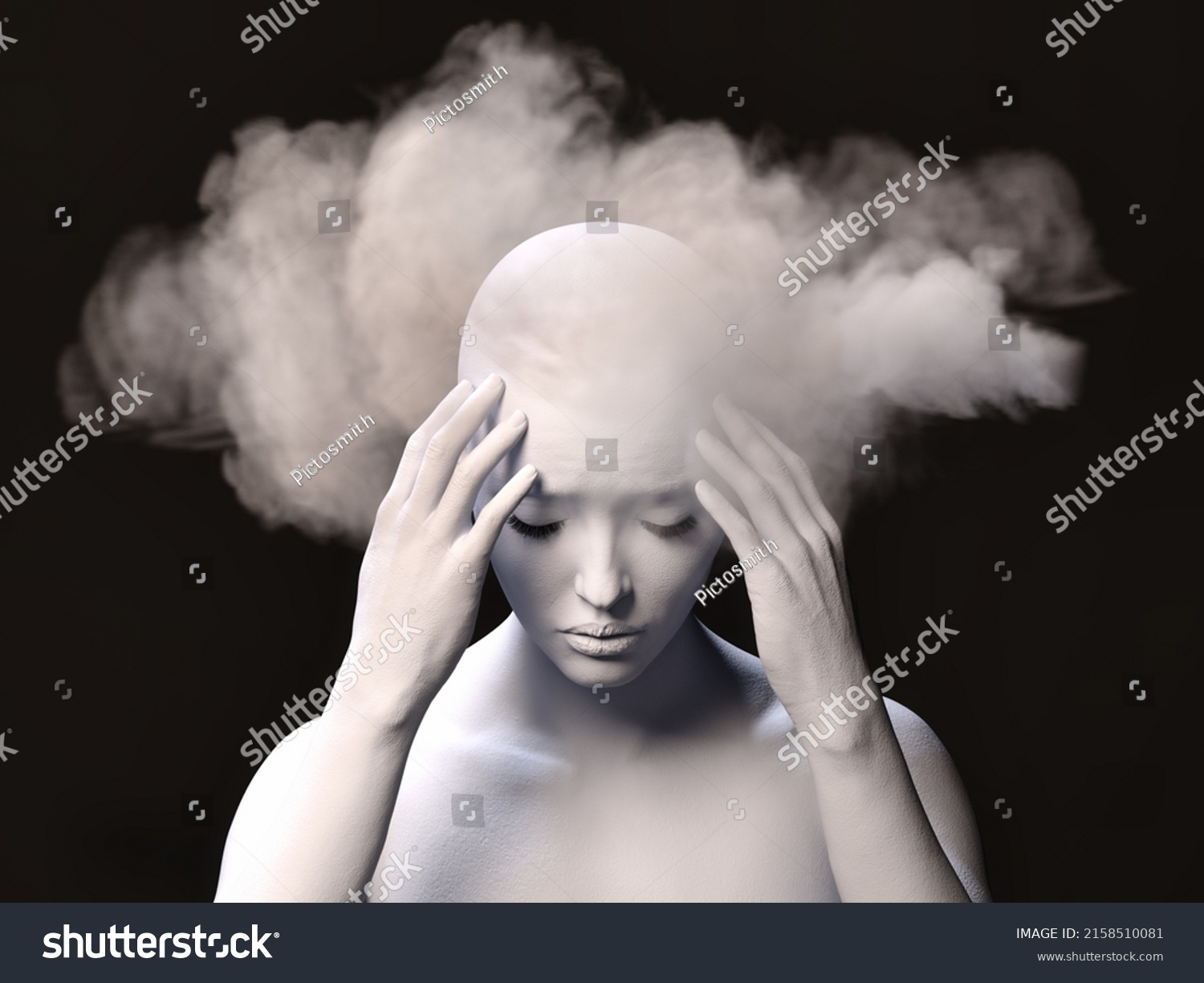 Brain Fog Female Figure Her Hands Stock Illustration 2158510081 ...