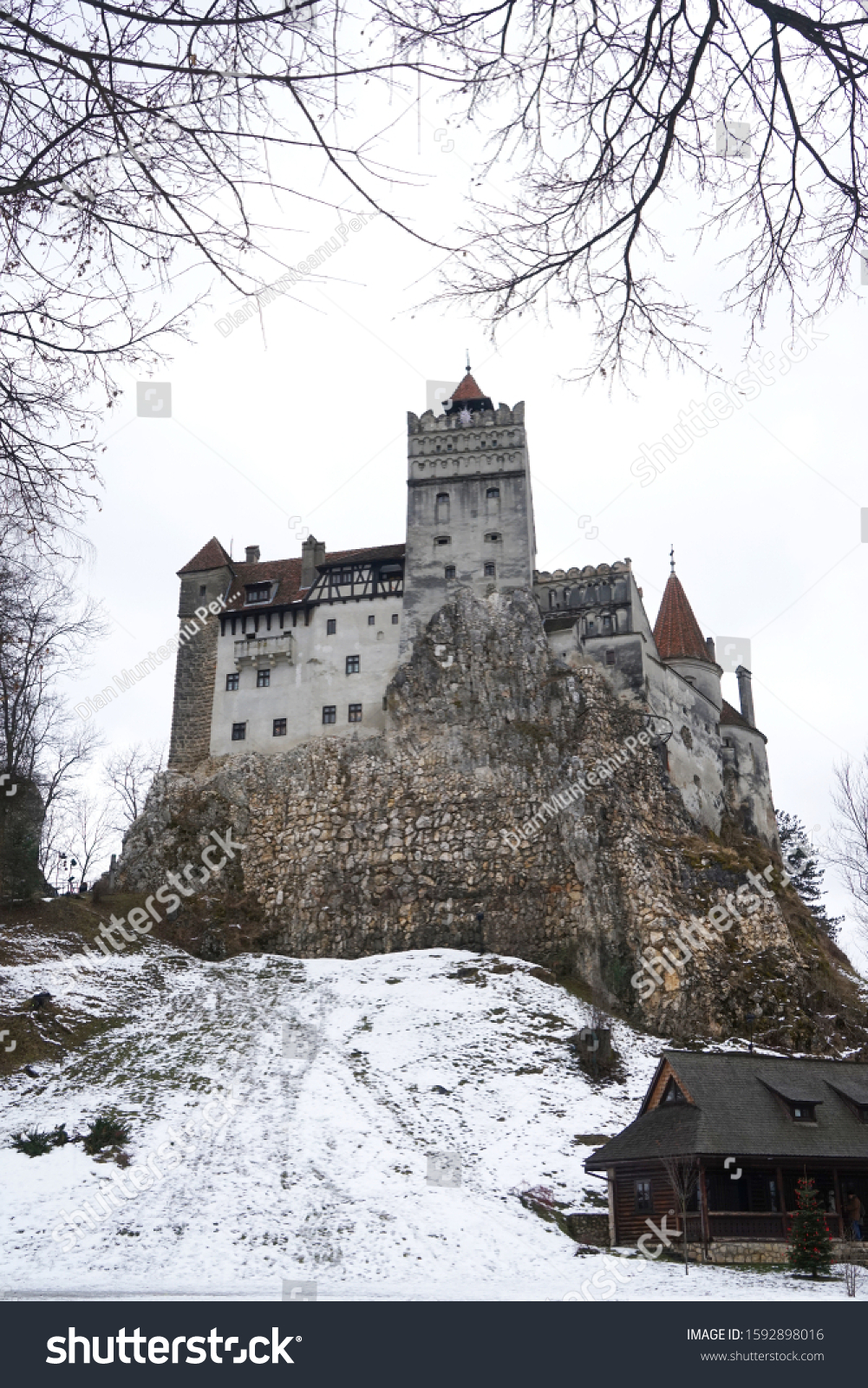 Bran Castle Draculas Castle Winter Background Stock Photo Edit Now 1592898016