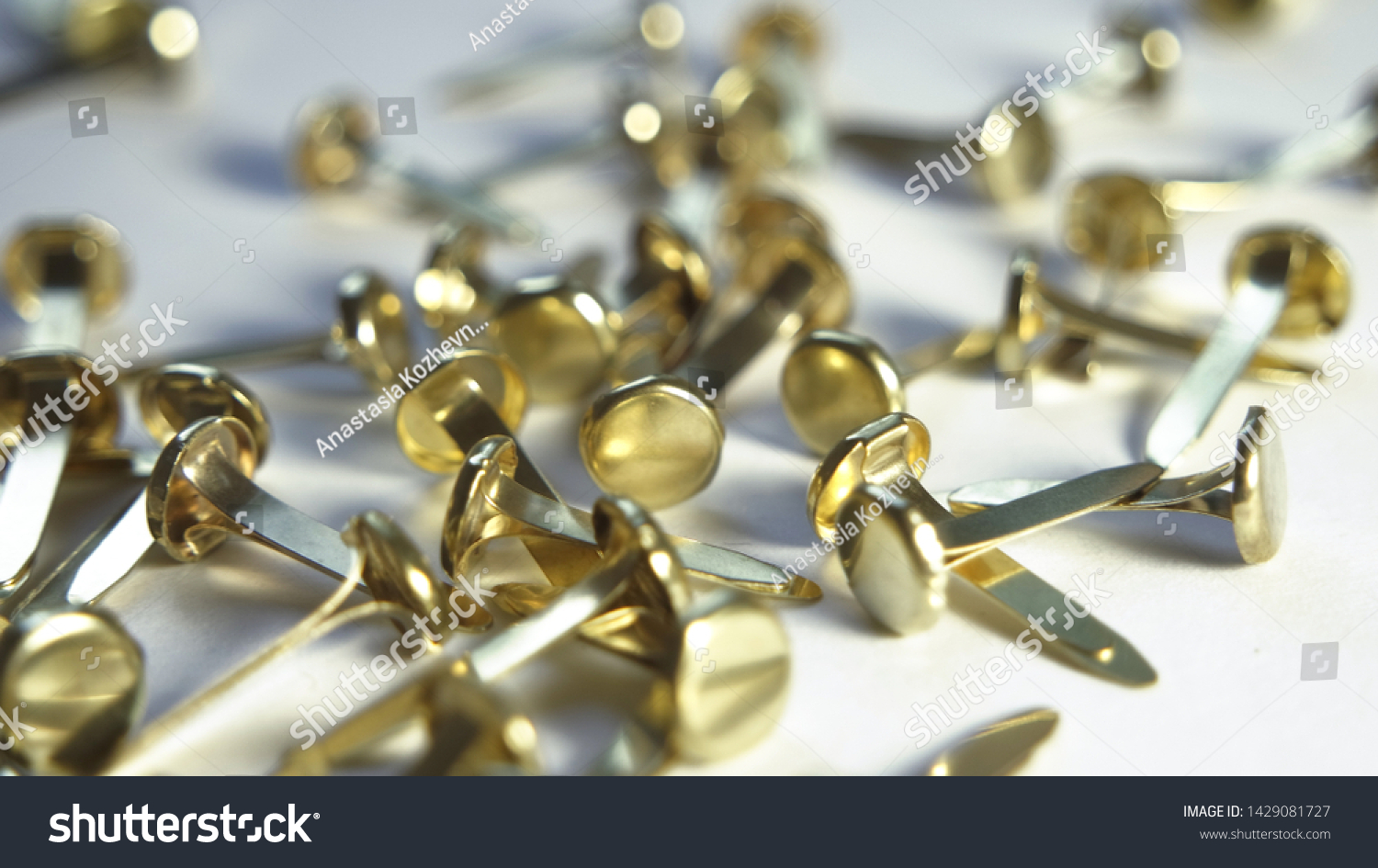 Photo De Stock Brass Fastener Brad Paper Fastener Split 1429081727 ...