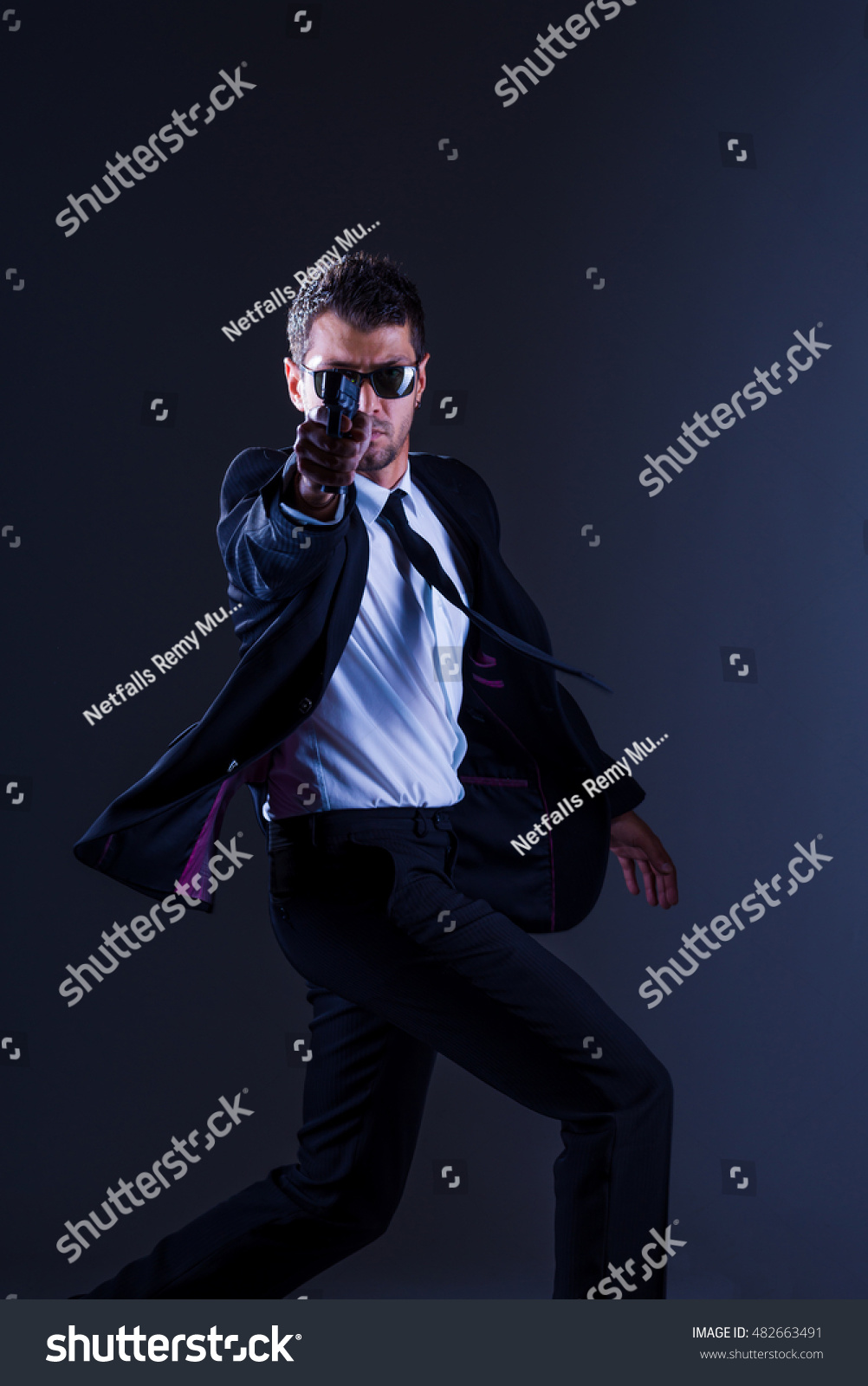 Brave Cool Man Holding Gun On Stock Photo (Edit Now) 482663491