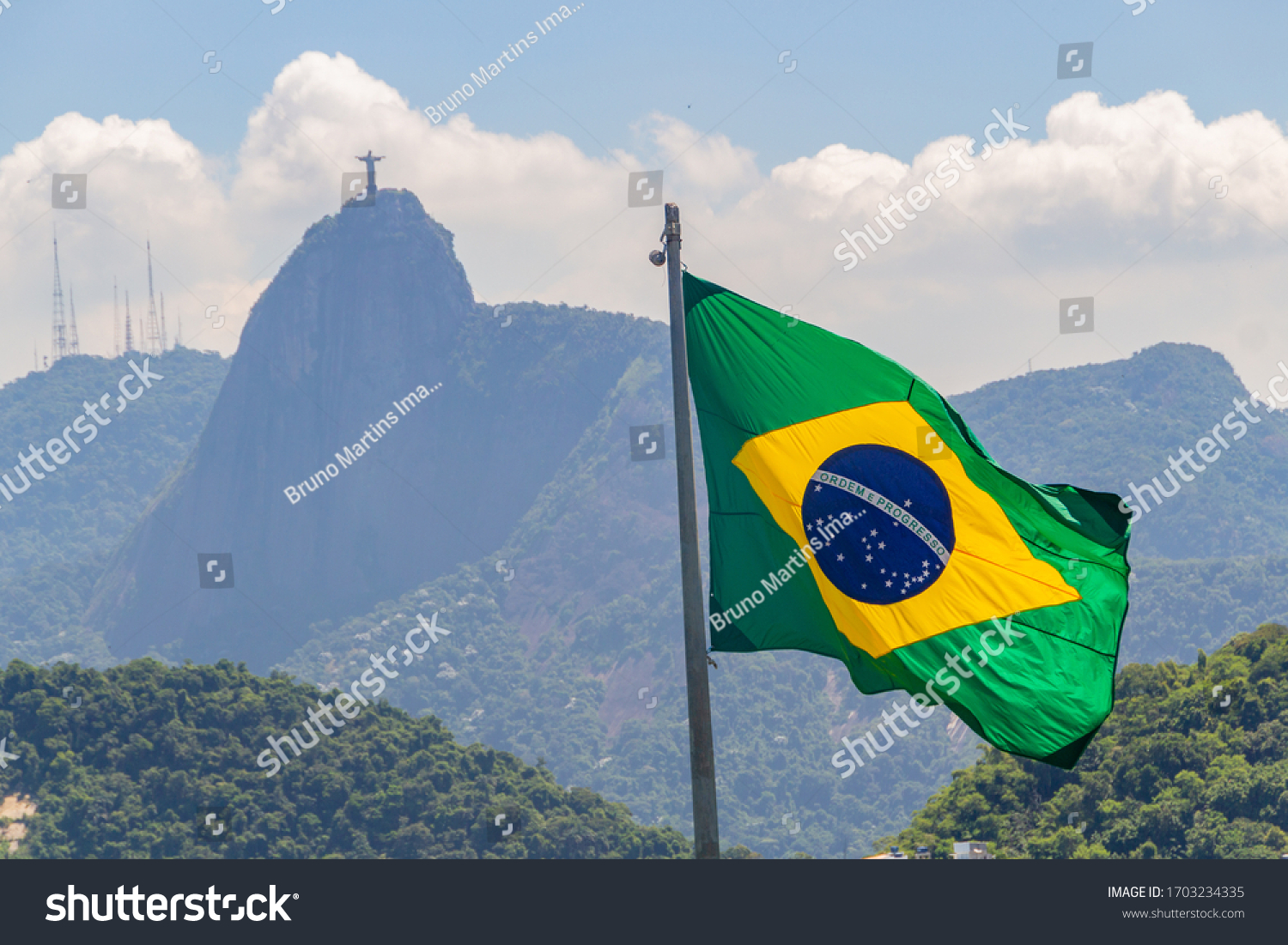 Brazilian Flag Image Redeemer Christ Background Stock Photo Edit Now