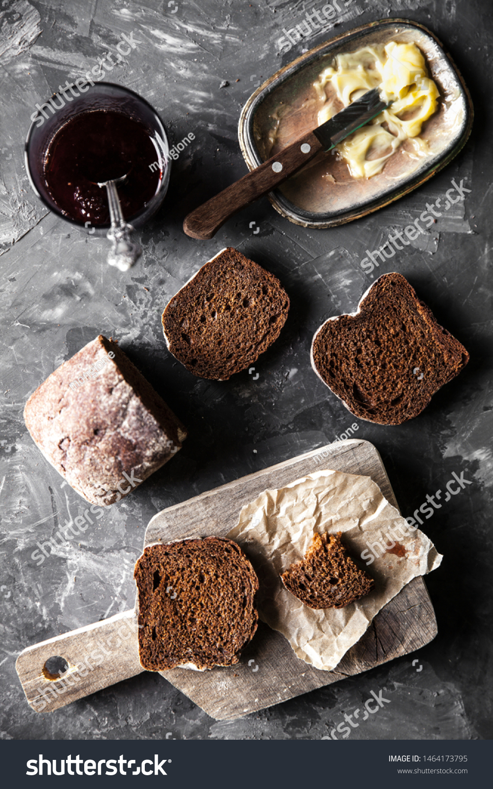 Bread Butter Jam Vintage Style On Stock Photo Edit Now