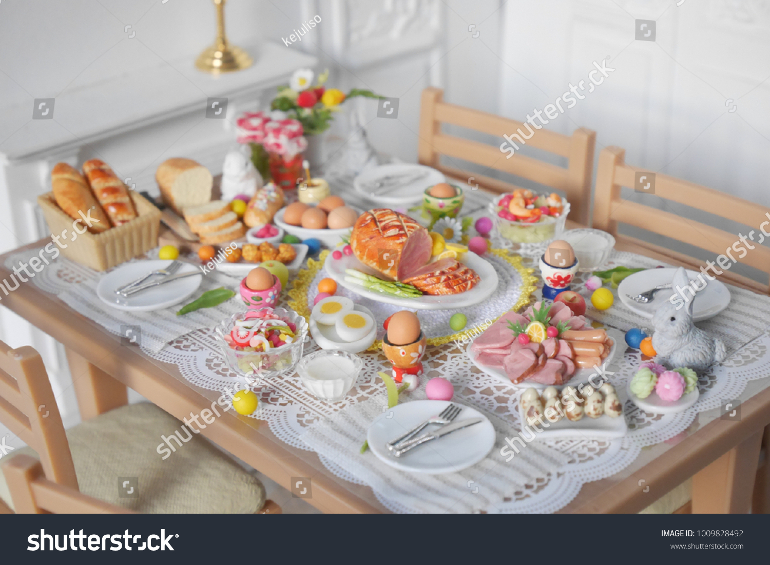 Breakfast Brunch Table Setting Easter Meal Stock Photo Edit Now 1009828492