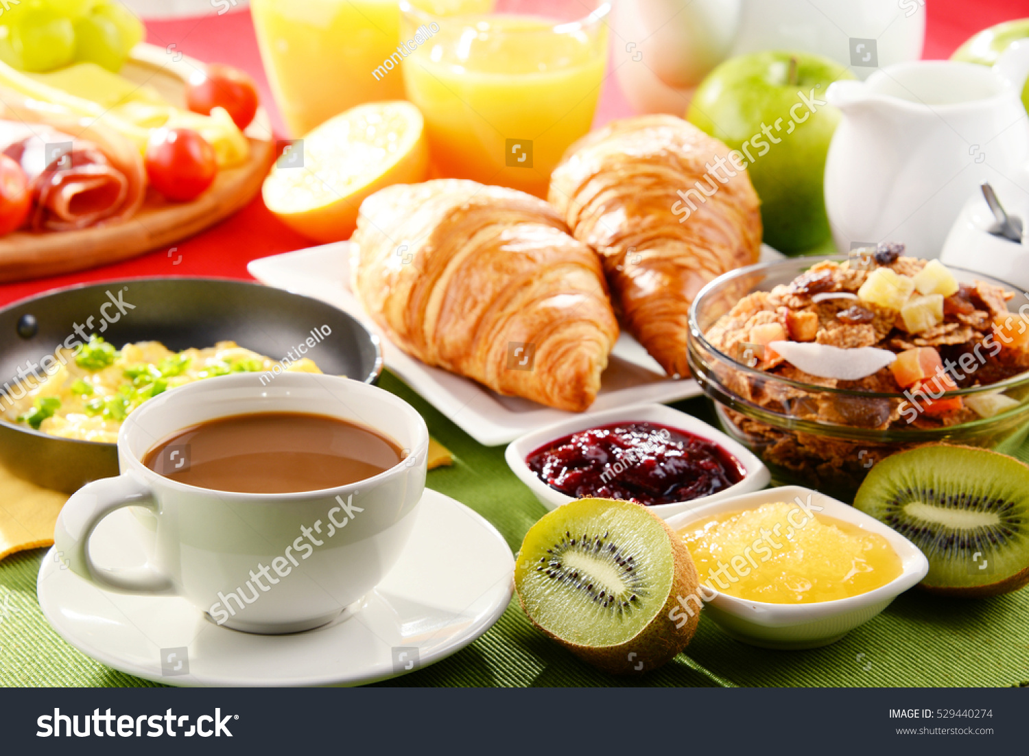 Breakfast Served Coffee Orange Juice Egg Stock Photo 529440274 ...