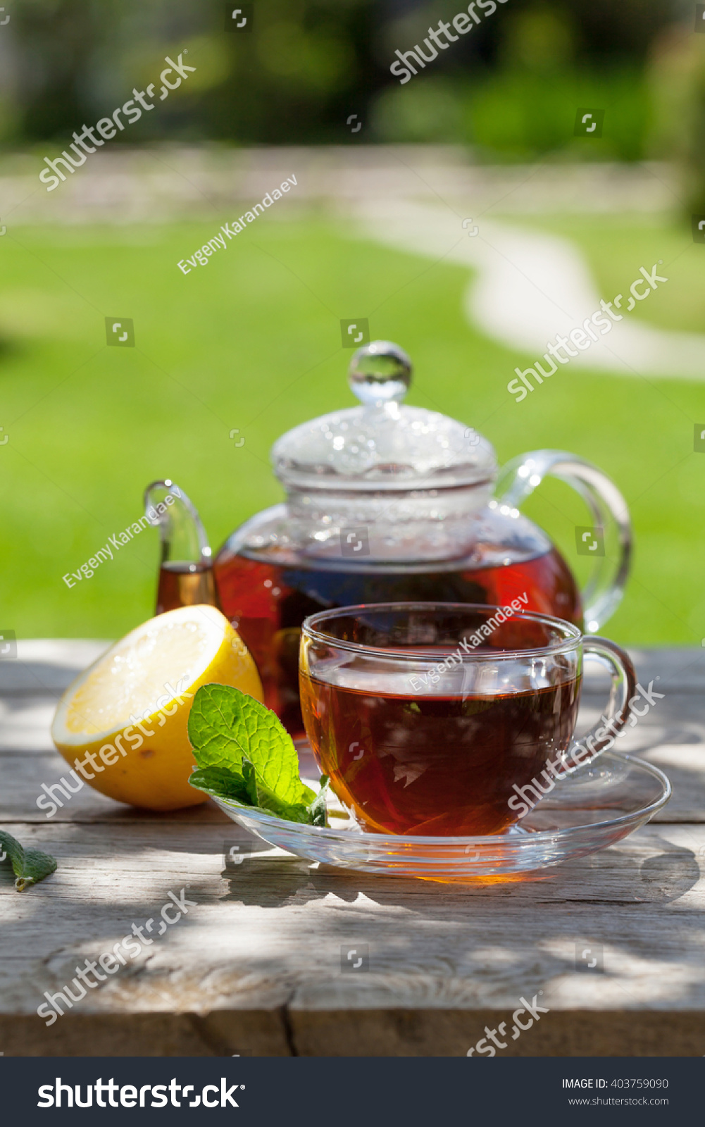 Breakfast Tea On Table Sunny Garden Stock Photo Edit Now 403759090
