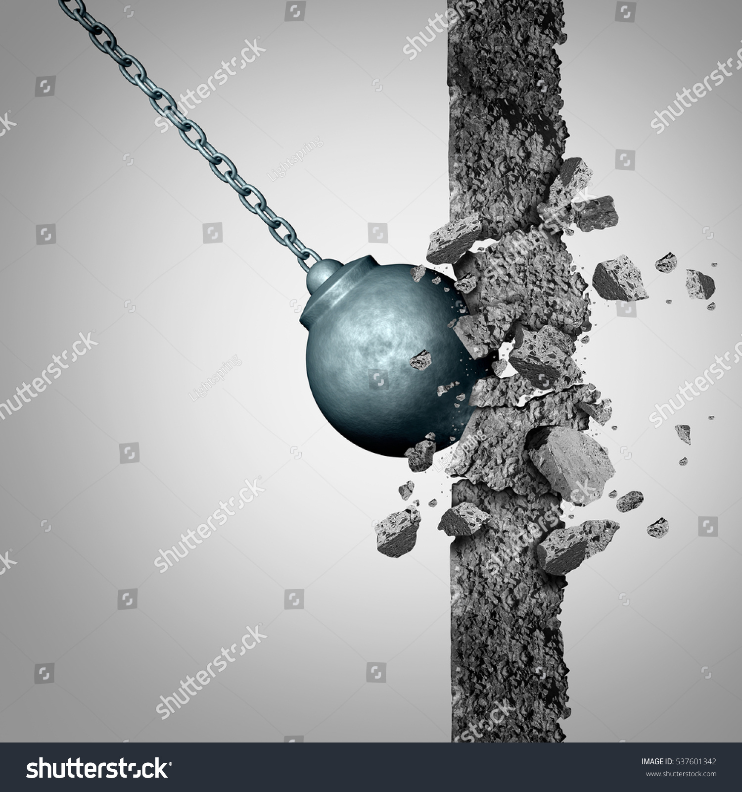 Breaking Through Walls Heavy Wrecking Ball Stock Illustration 537601342