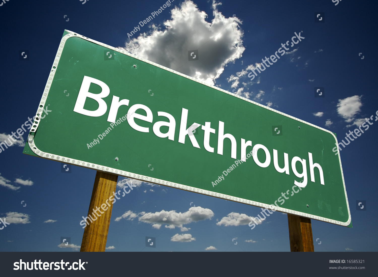 Breakthrough Road Sign With Dramatic Clouds And Sky. Stock Photo ...